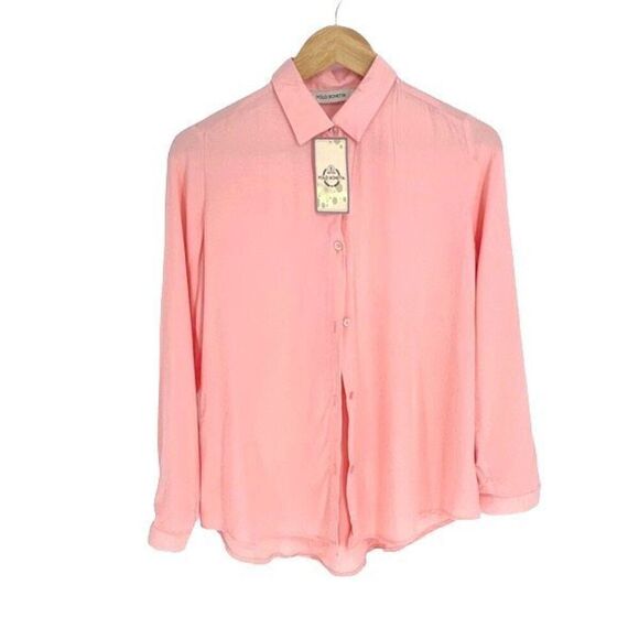 Polo Bonetta Womens Collared Long Sleeves Button Down Shirt Pink Size 36 Small N - Picture 1 of 7